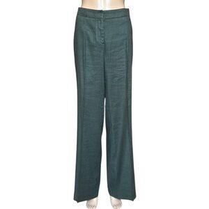 Incotex High Comfort Dark Green Linen Wide Leg Pants Size IT 44 US 8/10